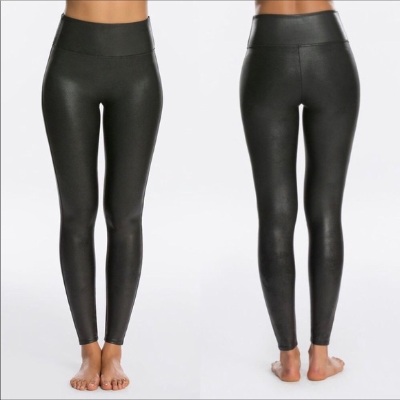 SPANX Pants - Spanx Faux Leather Stretch Shaping Black Leggings